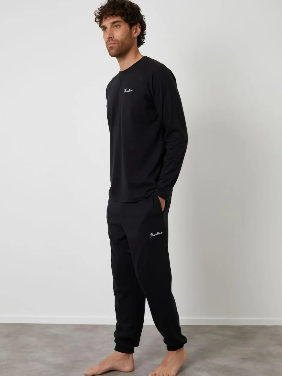 Threadbare Sweatshirts & Joggers Lounge 2 Piece Set Black Discount