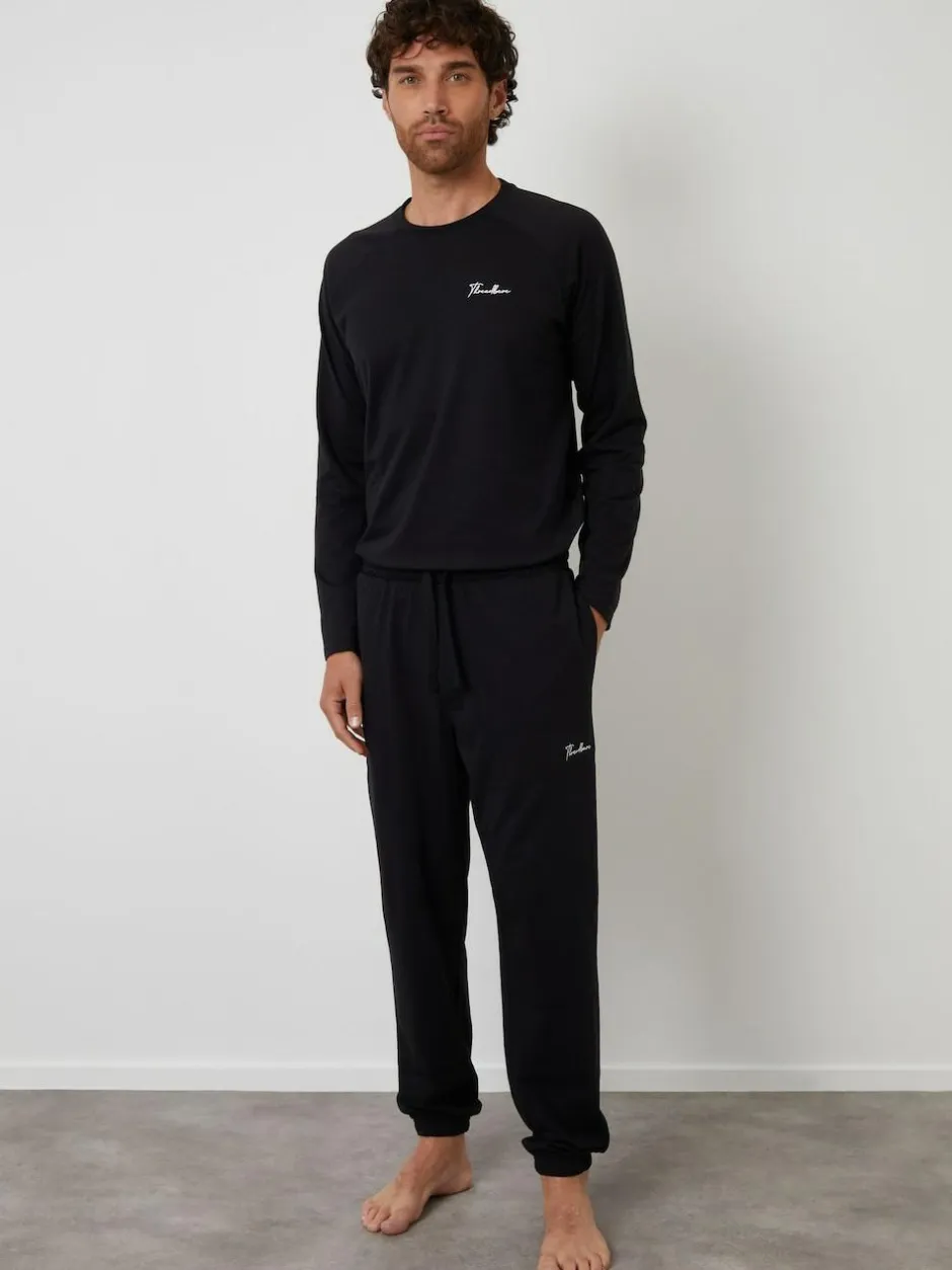 Threadbare Sweatshirts & Joggers Lounge 2 Piece Set Black Discount