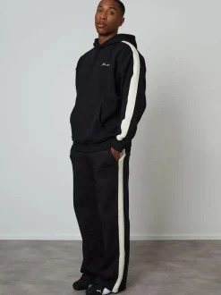 Threadbare Wide Leg Side Stripe Joggers Black Outlet
