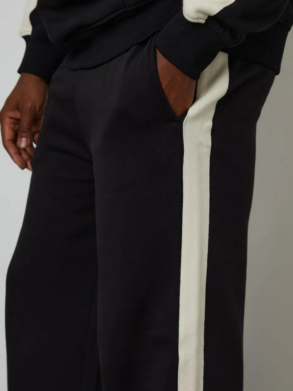 Threadbare Wide Leg Side Stripe Joggers Black Outlet