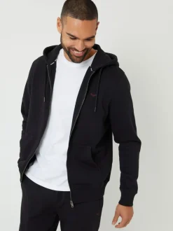 Threadbare Black Zip Through Hoodie