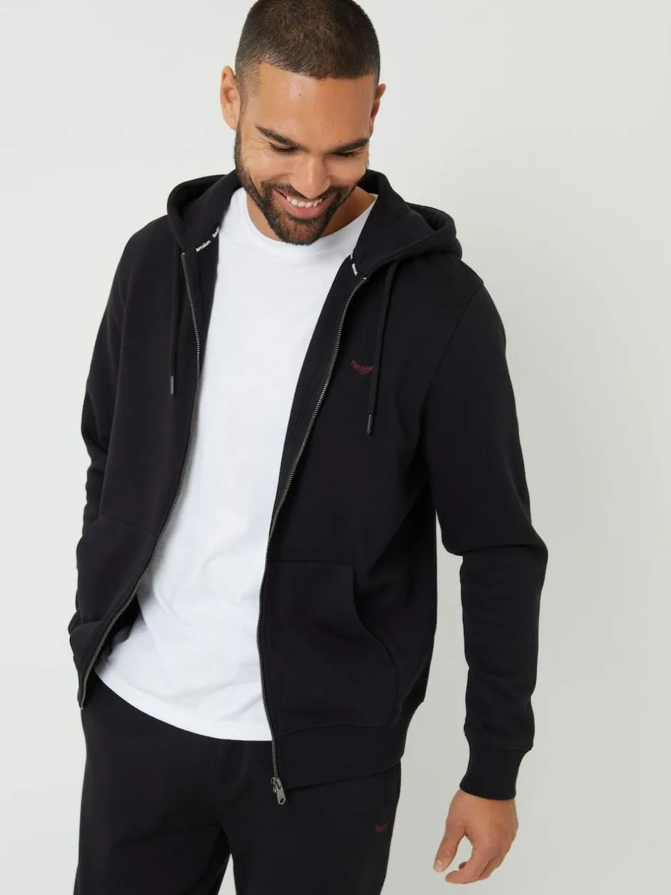 Threadbare Black Zip Through Hoodie