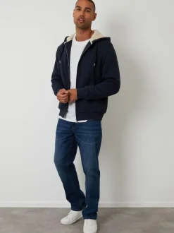 Threadbare Borg Lined Zip-Through Hoodie Blue Sale