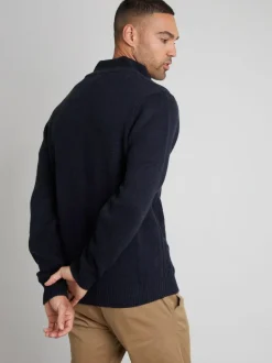 Threadbare Blue Button Up Funnel Neck Jumper Best