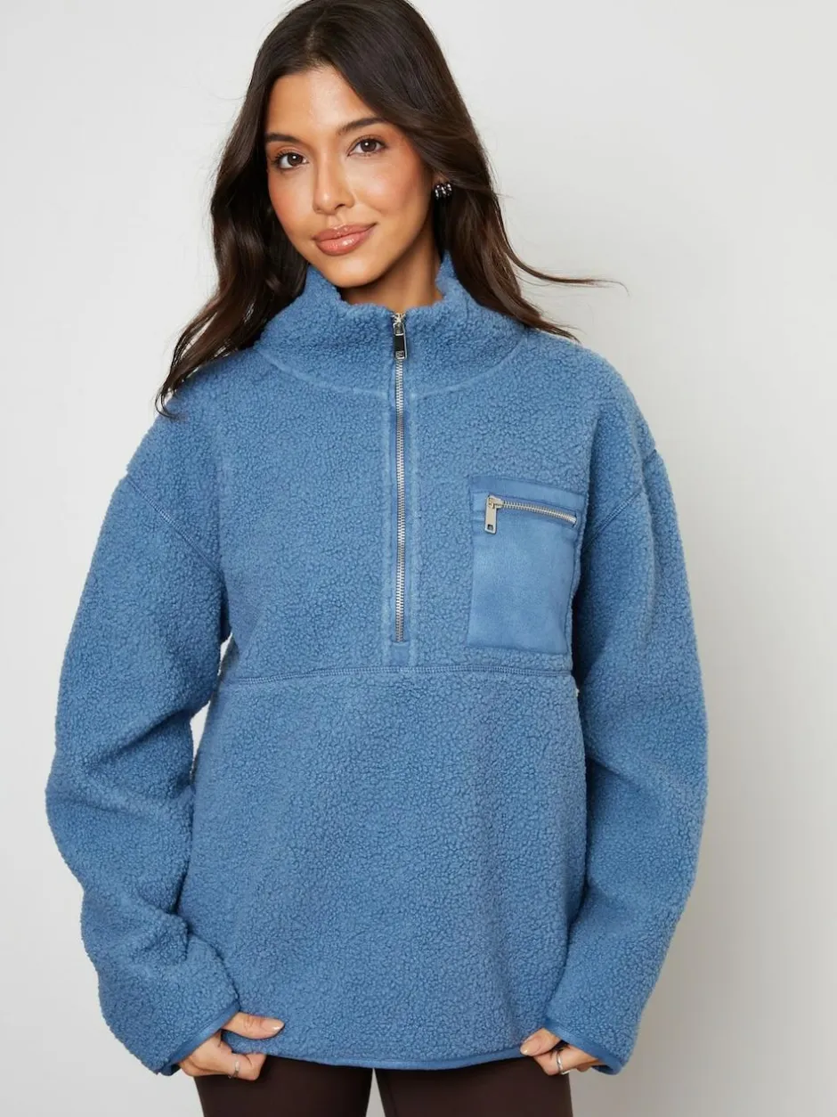 Threadbare Blue Half Zip Borg Fleece