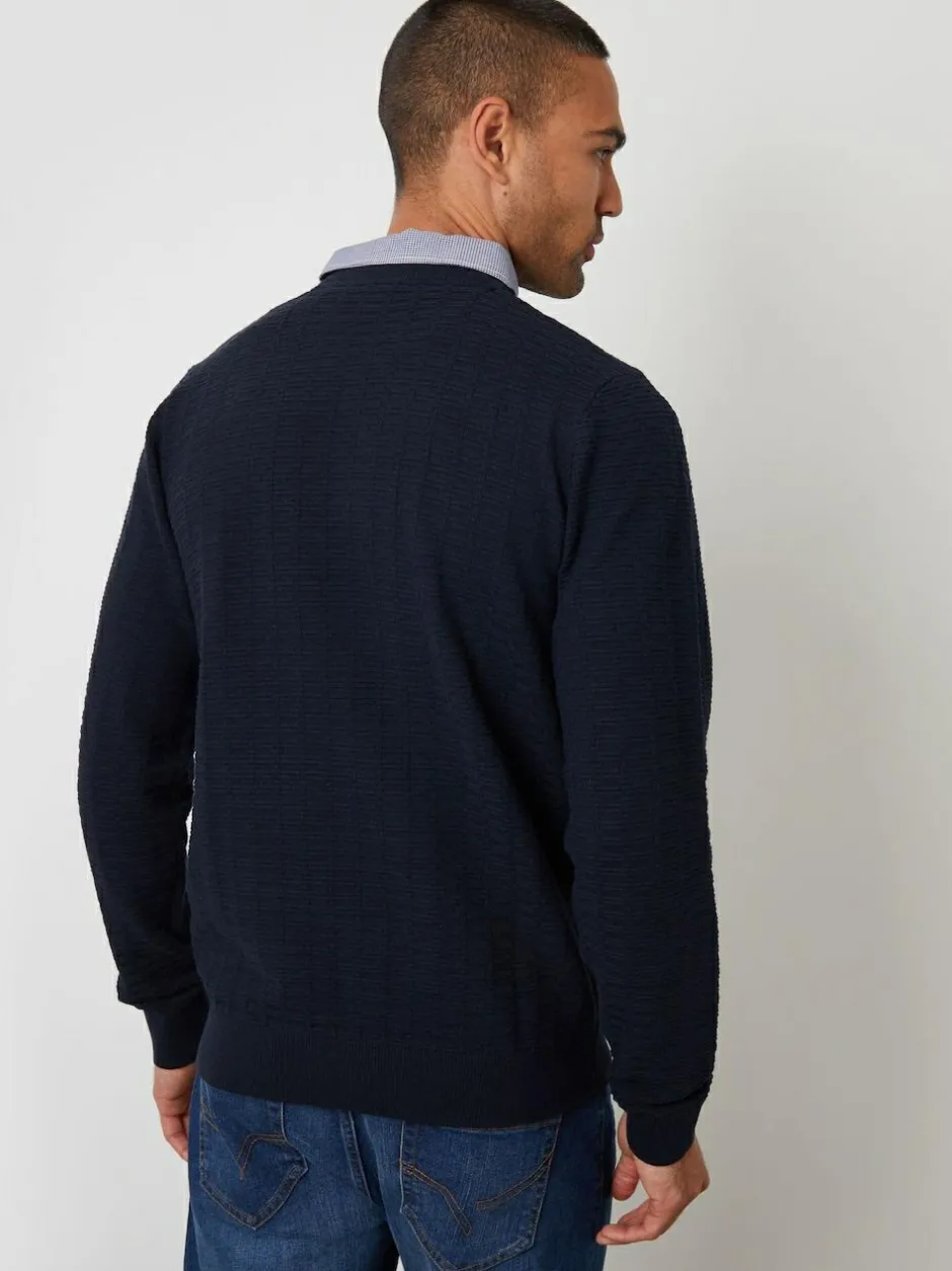 Threadbare Mock Shirt Textured Knitted Jumper Blue New