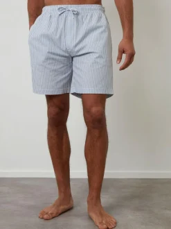 Threadbare Blue Stripe Cotton Poplin Lounge Shorts 3 Pack Outlet