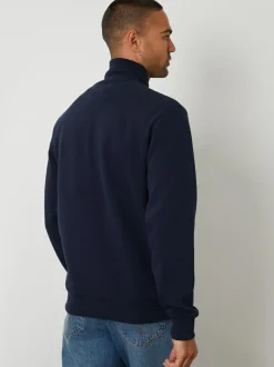 Threadbare Blue Textured Quarter Zip Sweatshirt Sale