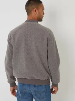 Threadbare Faux Wool Brushed Bomber Jacket Brown Hot