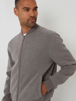 Threadbare Faux Wool Brushed Bomber Jacket Brown Hot