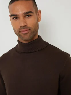 Threadbare Brown Knitted Roll Neck Jumper Online