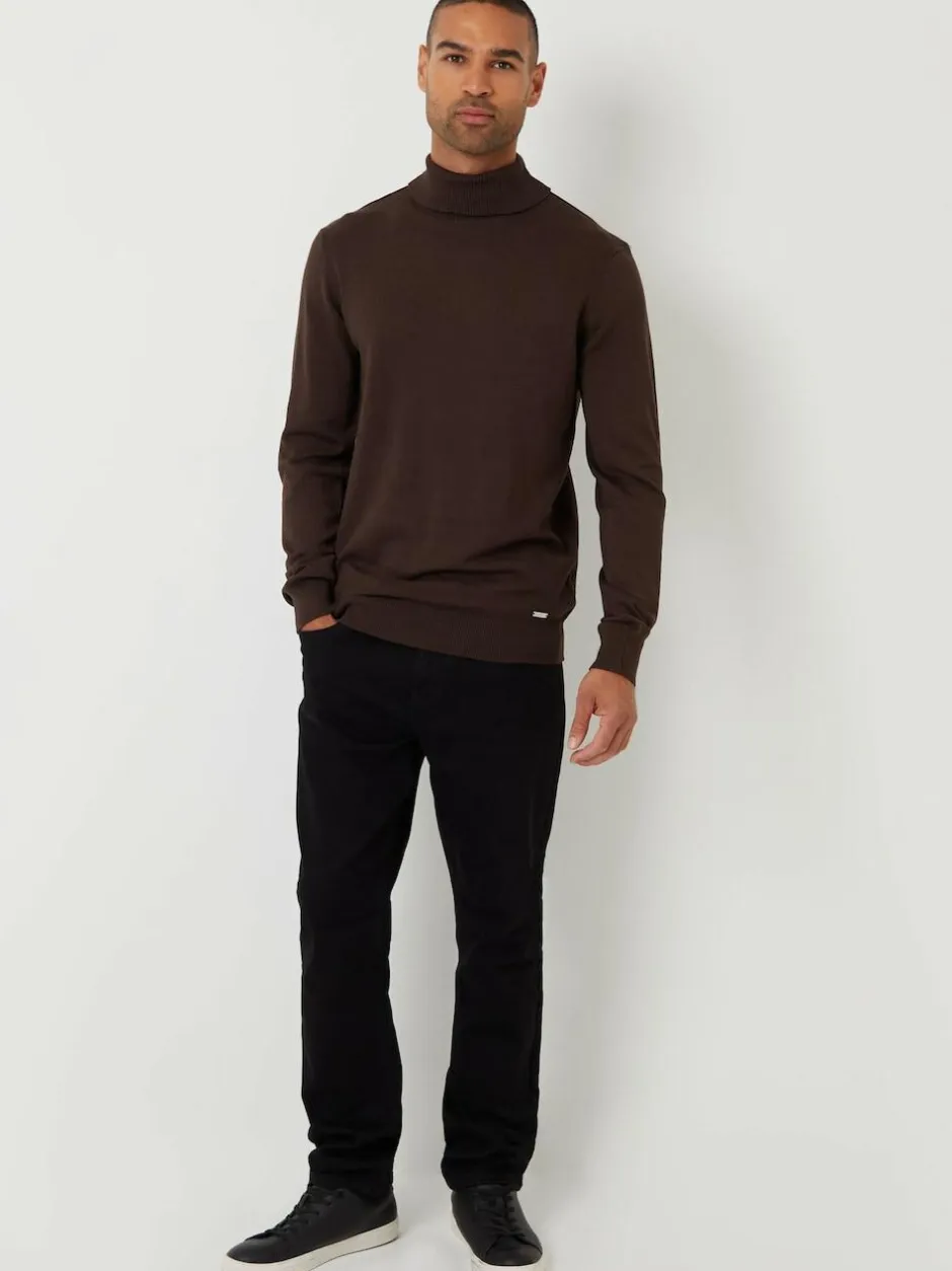 Threadbare Brown Knitted Roll Neck Jumper Online