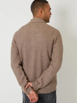 Threadbare Shawl Collar Knitted Cardigan Brown Online
