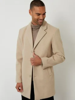 Threadbare Faux Wool Overcoat Cream Clearance