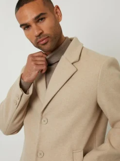 Threadbare Faux Wool Overcoat Cream Clearance