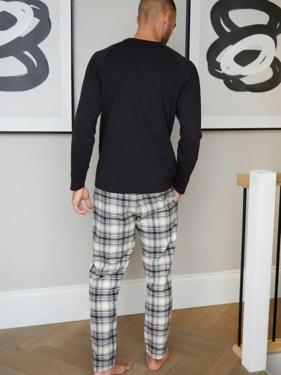 Threadbare Dark Black Blend Long Sleeve Pyjamas Set Online
