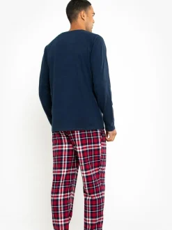 Threadbare Dark Blue Blend Long Sleeve Pyjamas Set Clearance