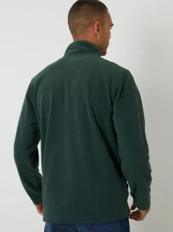 Threadbare Quarter Zip Microfleece Sweatshirt Green Outlet