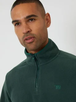 Threadbare Quarter Zip Microfleece Sweatshirt Green Outlet