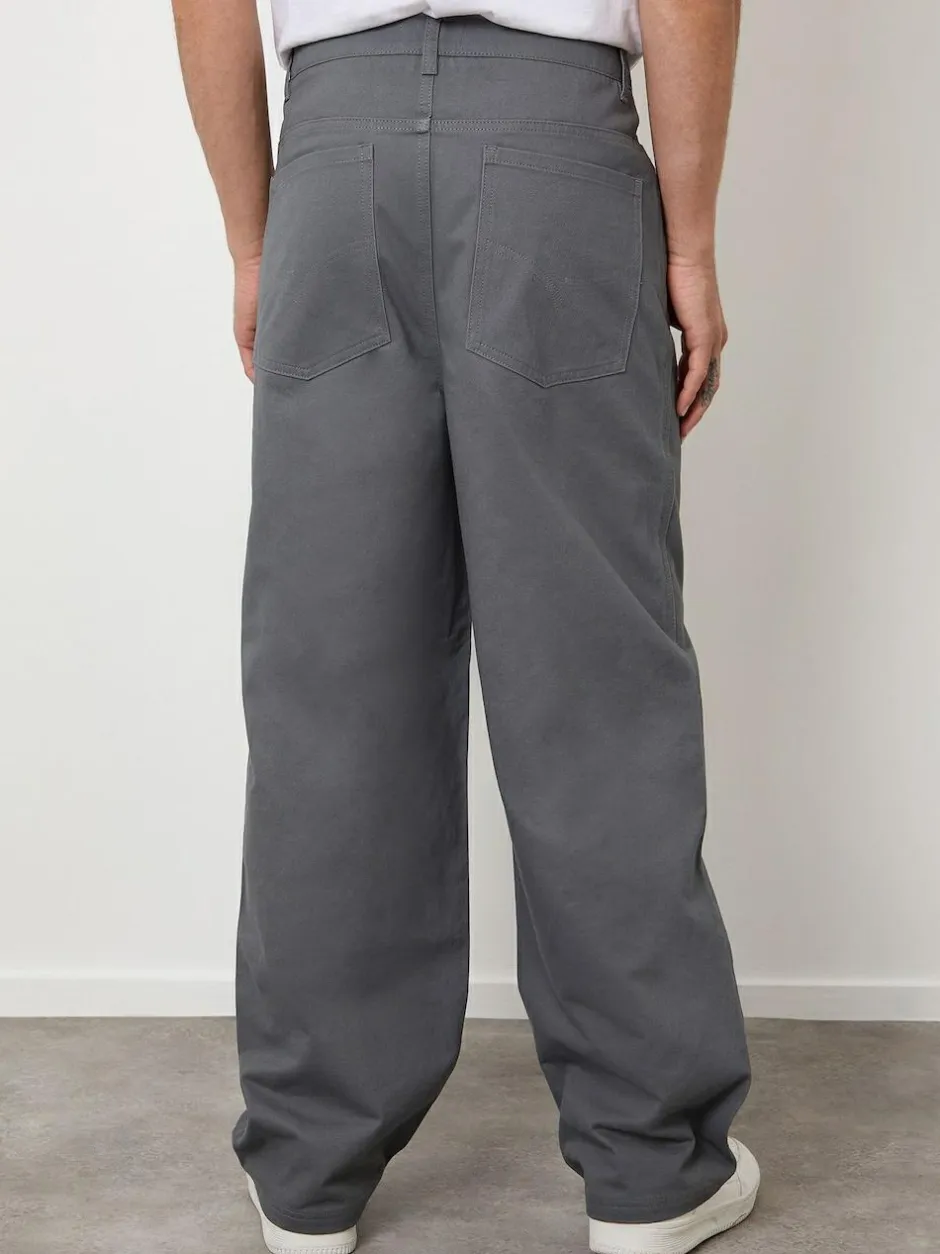 Threadbare Baggy Fit 5 Pocket Chino Trousers Grey Outlet