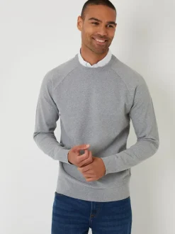 Threadbare Mock Shirt Raglan Knitted Jumper Grey Discount