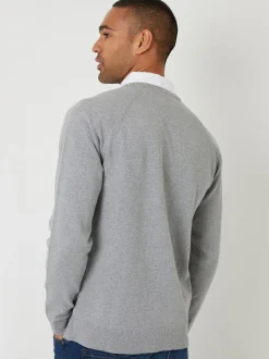 Threadbare Mock Shirt Raglan Knitted Jumper Grey Discount