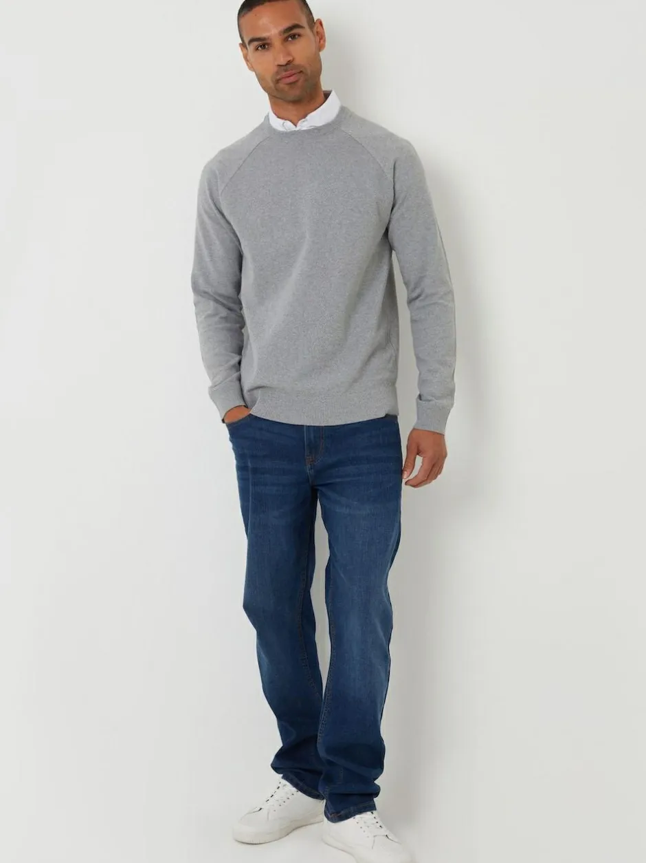 Threadbare Mock Shirt Raglan Knitted Jumper Grey Discount