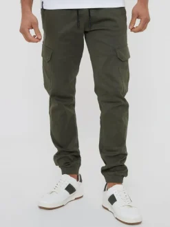 Threadbare Cotton Jogger Style Cargo Trousers With Stretch Khaki Hot