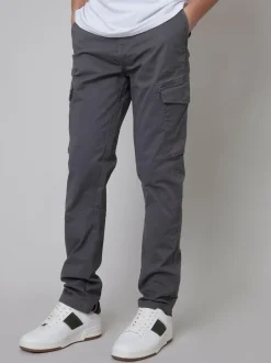Threadbare Cotton Cargo Trousers With Stretch Light Grey Hot