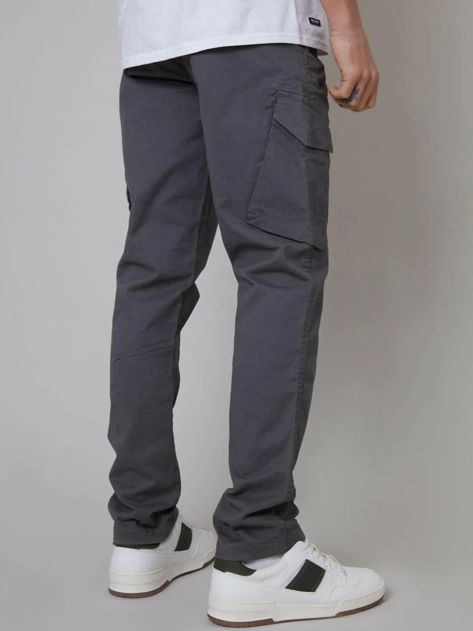 Threadbare Cotton Cargo Trousers With Stretch Light Grey Hot