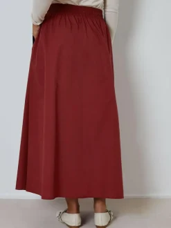 Threadbare Maroon Red Midi Skirt with Pockets Hot
