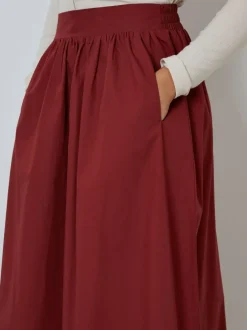 Threadbare Maroon Red Midi Skirt with Pockets Hot