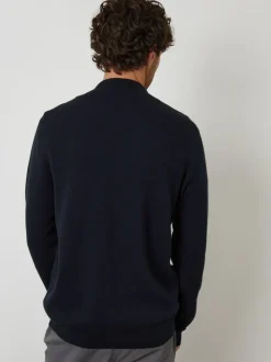 Threadbare Cotton Blend Knitted Cardigan Navy Blue Clearance