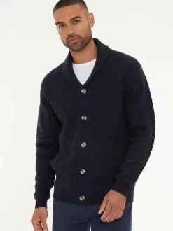 Threadbare Shawl Collar Knitted Cardigan Navy Blue Discount