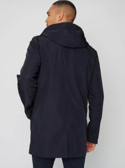 Threadbare Showerproof Zip Up Hooded Raincoat Navy Blue