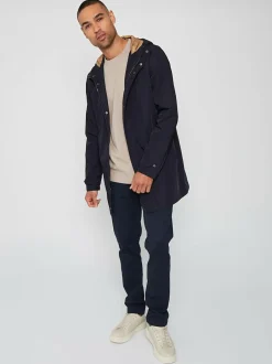 Threadbare Showerproof Zip Up Hooded Raincoat Navy Blue