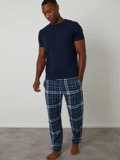 Threadbare Navy Check Pyjamas Set Online
