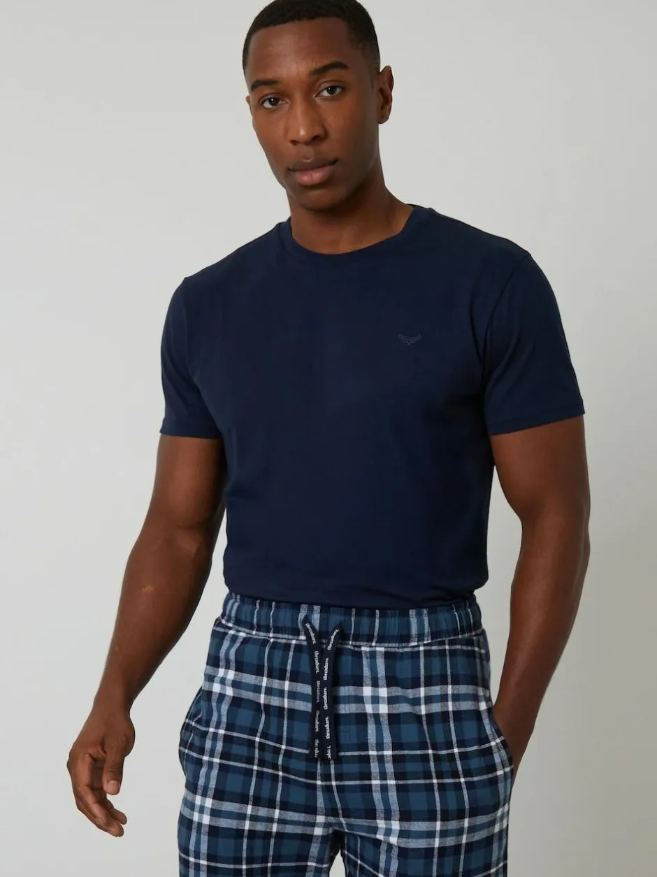 Threadbare Navy Check Pyjamas Set Online
