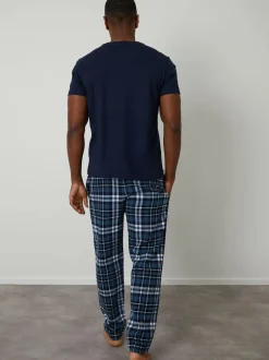 Threadbare Navy Check Pyjamas Set Online