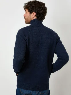 Threadbare Funnel Neck Button Up Knitted Cardigan Navy Discount