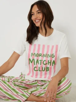 Threadbare Pink Graphic Print Short Sleeve Pyjamas Set Sale