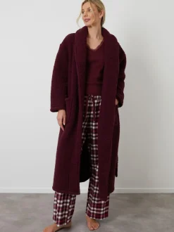 Threadbare Cosy Borg Dressing Gown Red Clearance