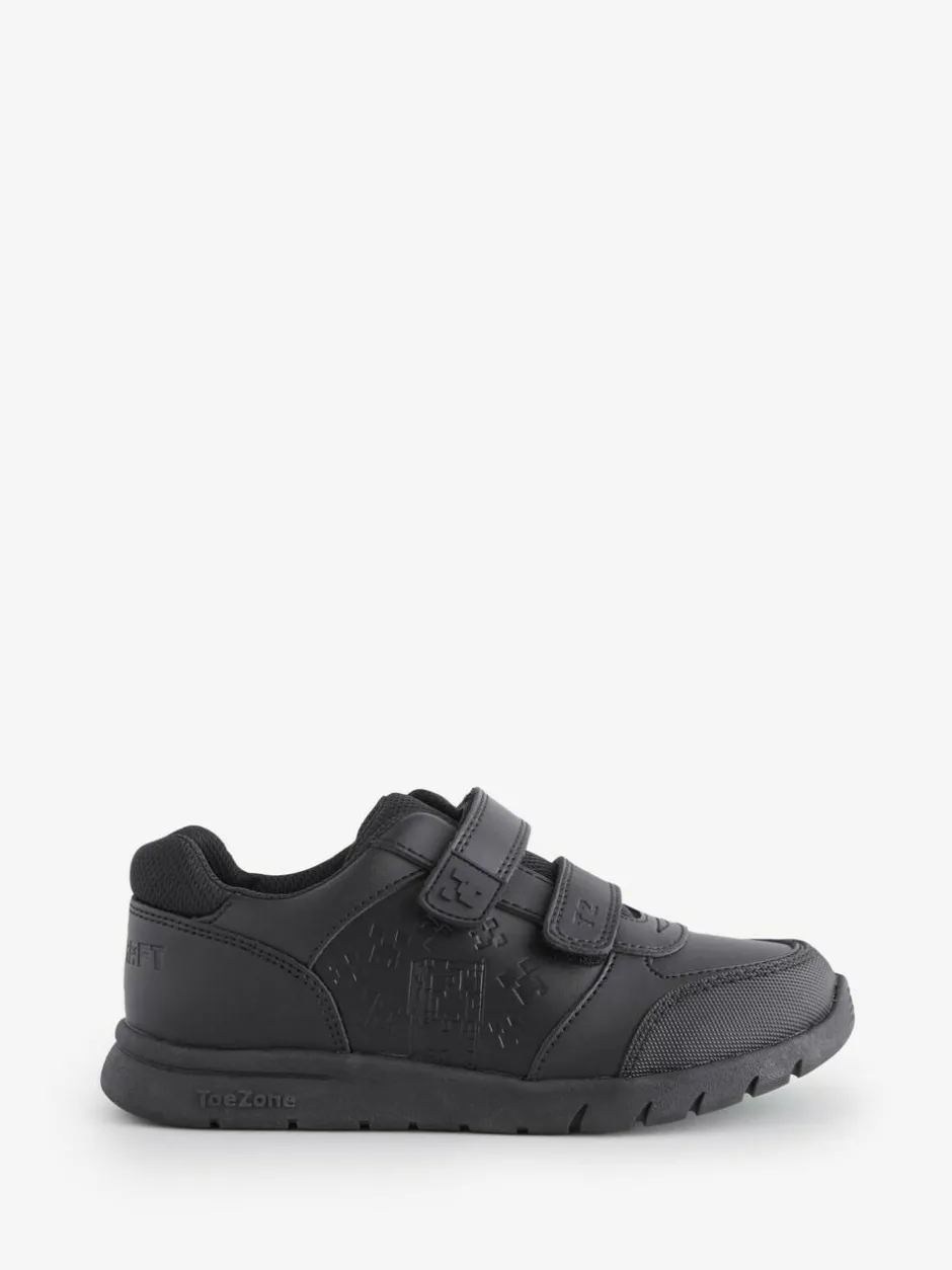 Toezone Boys Minecraft Rip Tape School Black Shoes Clearance