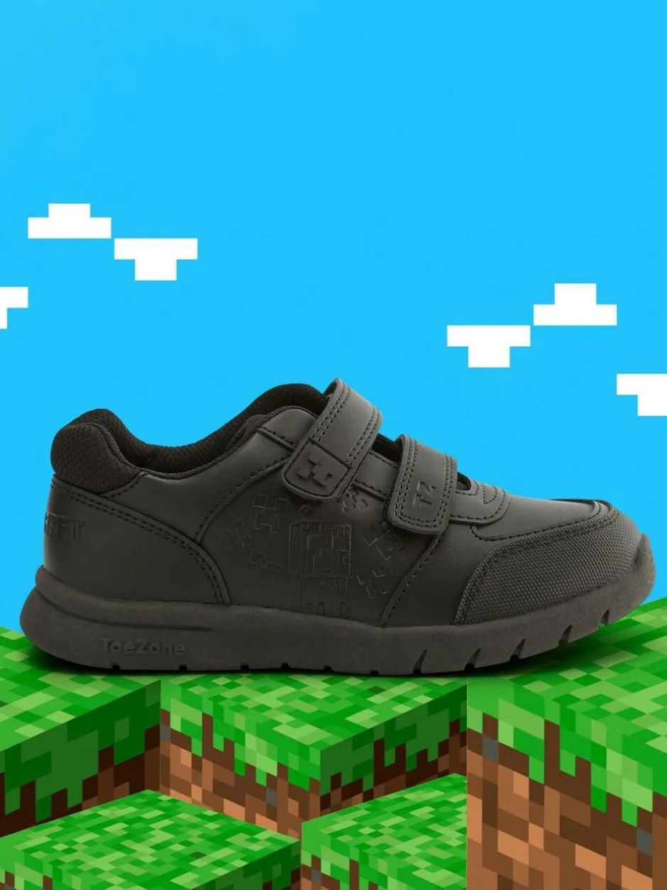 Toezone Boys Minecraft Rip Tape School Black Shoes Clearance
