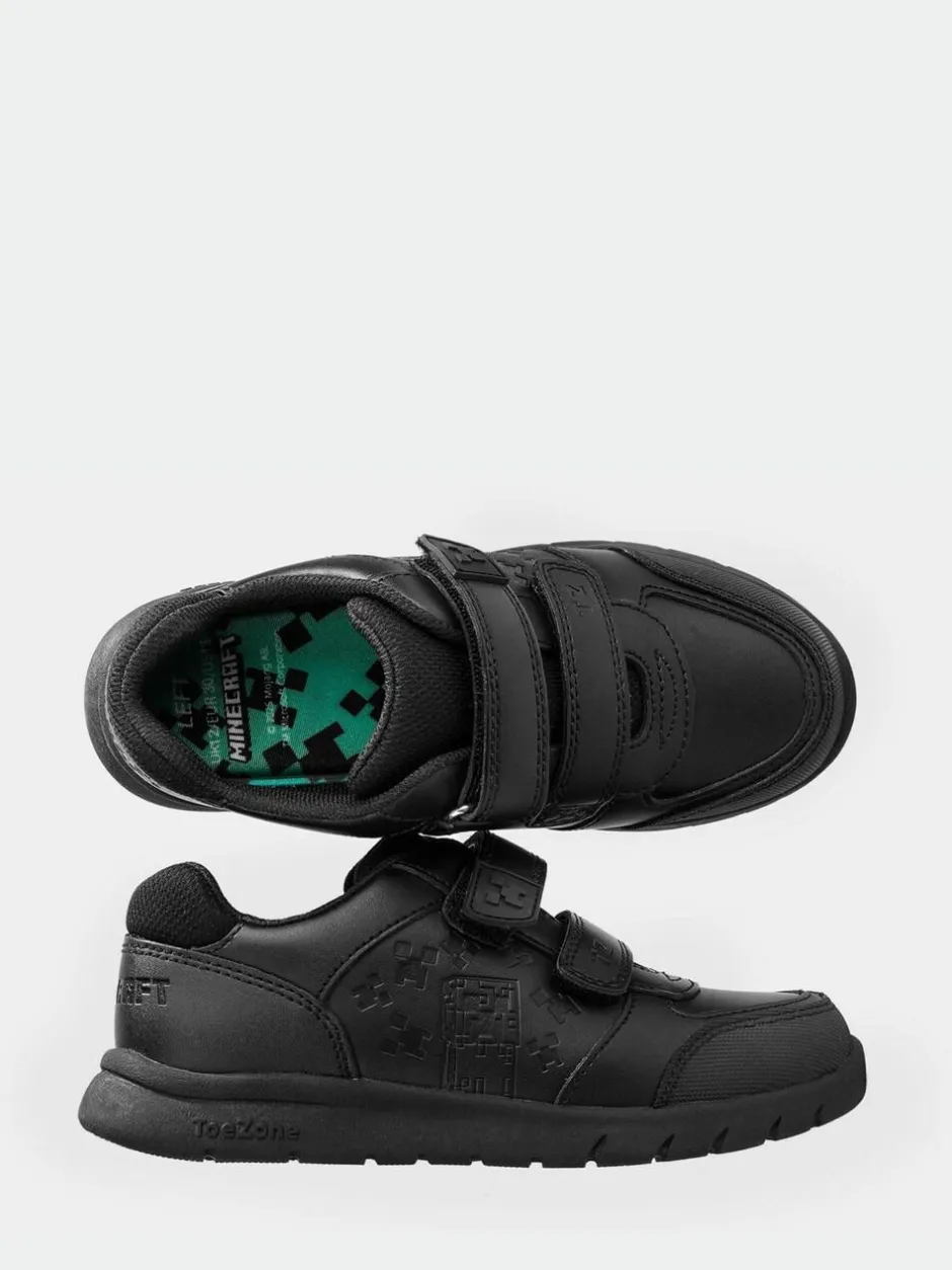 Toezone Boys Minecraft Rip Tape School Black Shoes Clearance