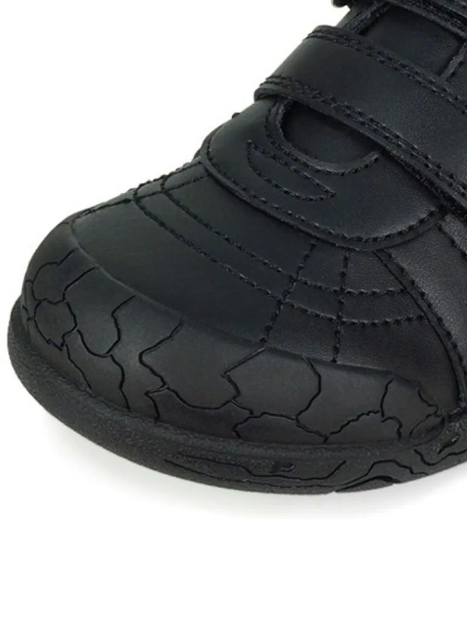 Toezone Boys Rebel Dinosaur Print School Black Shoes