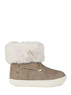 Toezone Girls Suede Leather Faux Fur Zip Boots Faith Outlet