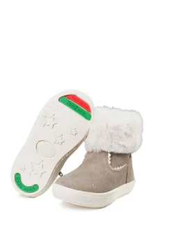 Toezone Girls Suede Leather Faux Fur Zip Boots Faith Outlet