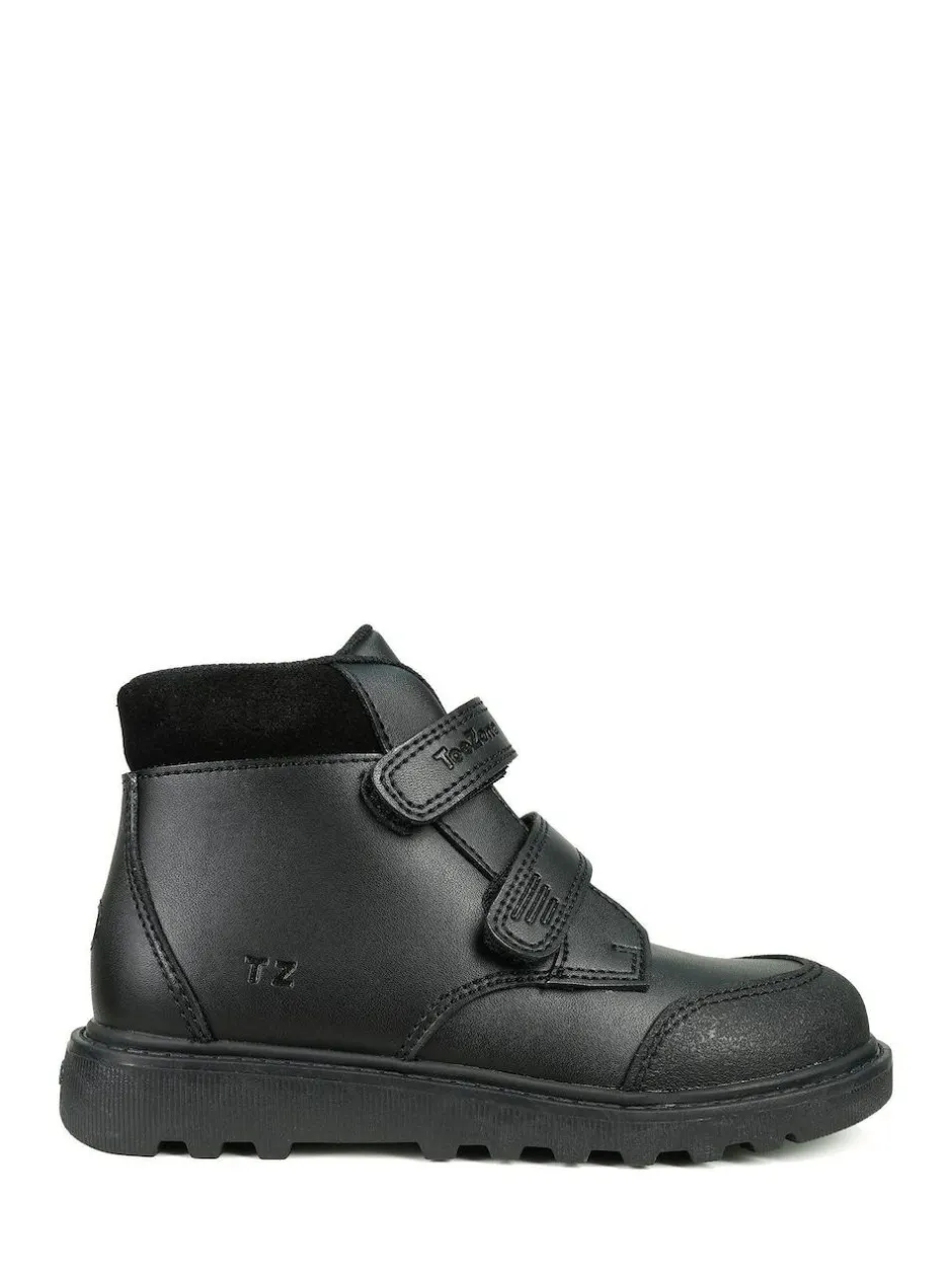 Toezone Levi Boys Rip Tape Black Ankle Boots with Toe Bumper Sale