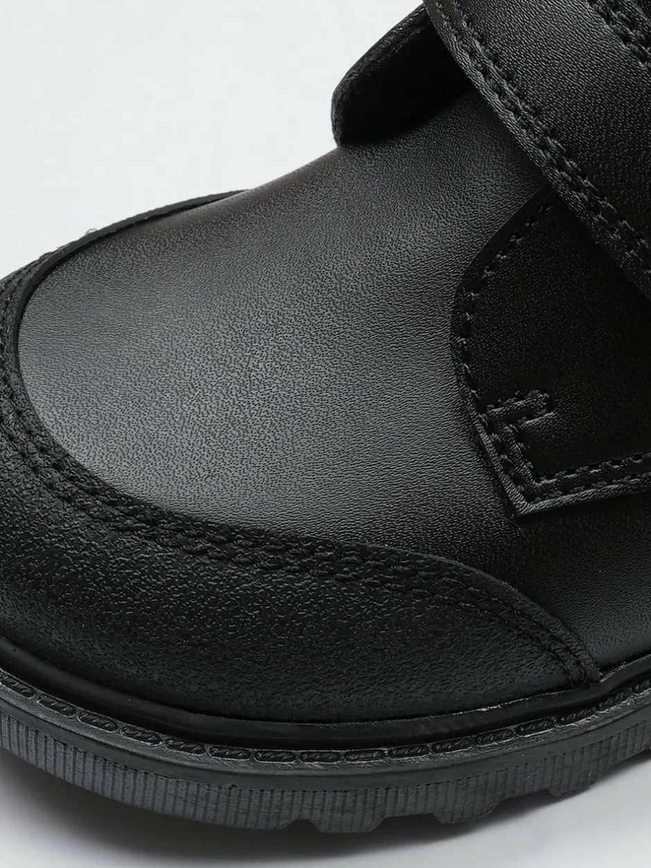 Toezone Levi Boys Rip Tape Black Ankle Boots with Toe Bumper Sale